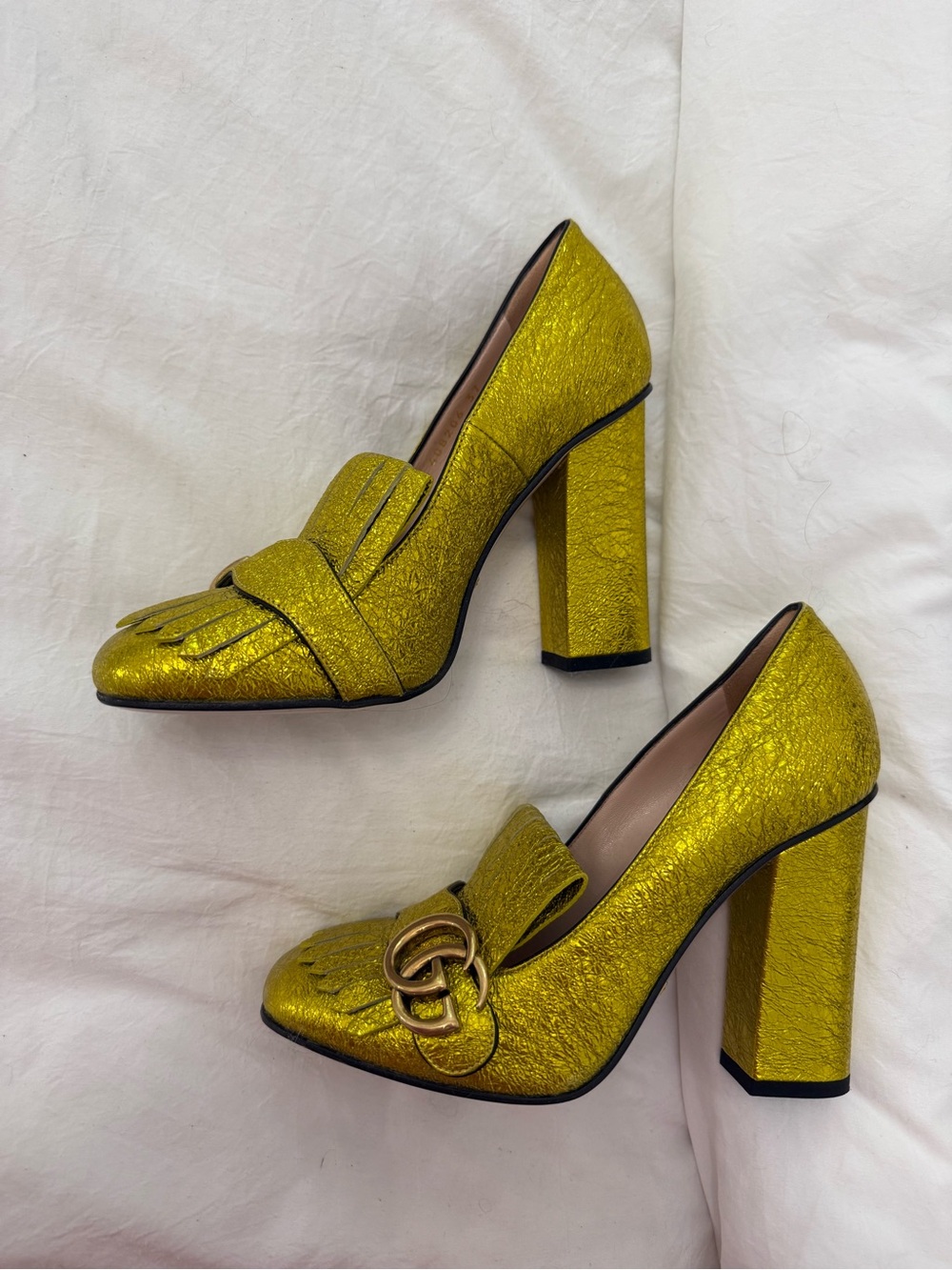 Gucci Marmont Gold Heels 37